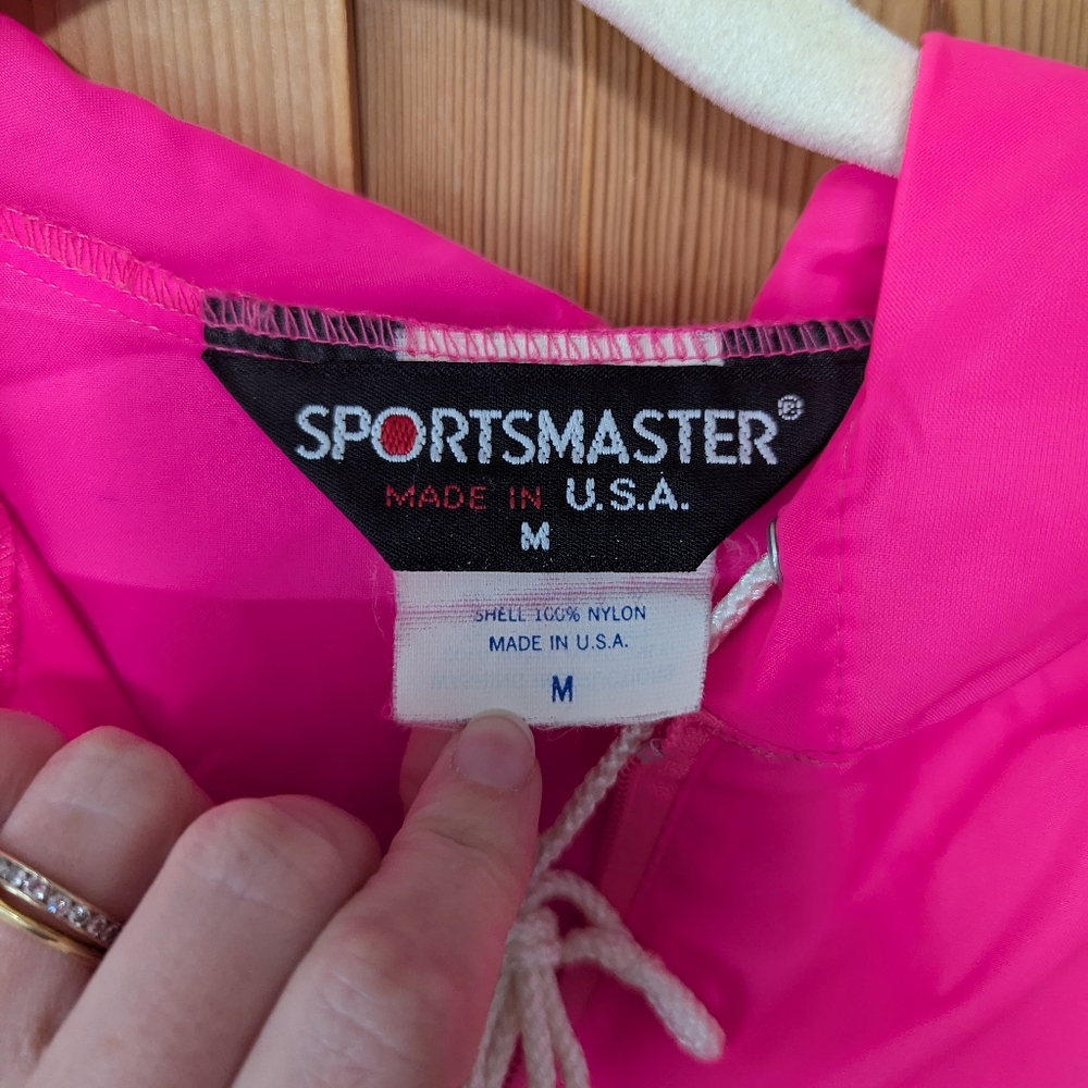 VTG Boeing Pullover 1/4 Zip Hooded Running Jacket Windbreaker Neon Pink - Picture 3 of 7